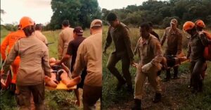 Bombeiros resgatam vítima machucada em área de rio em Campo Grande